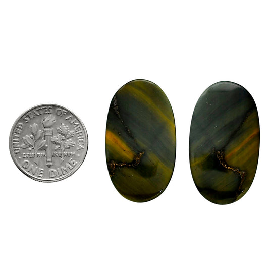 Blue Tiger Eye Pair 16x27.8x4 mm Oval Shape Polished Gemstone LS17-04235