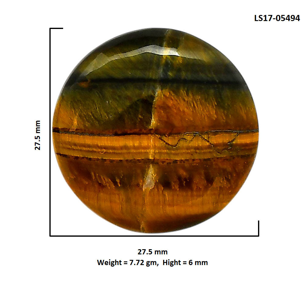 Blue Tiger Eye 27.5x27.5x6 mm Round Shape Polished Gemstone LS17-05494