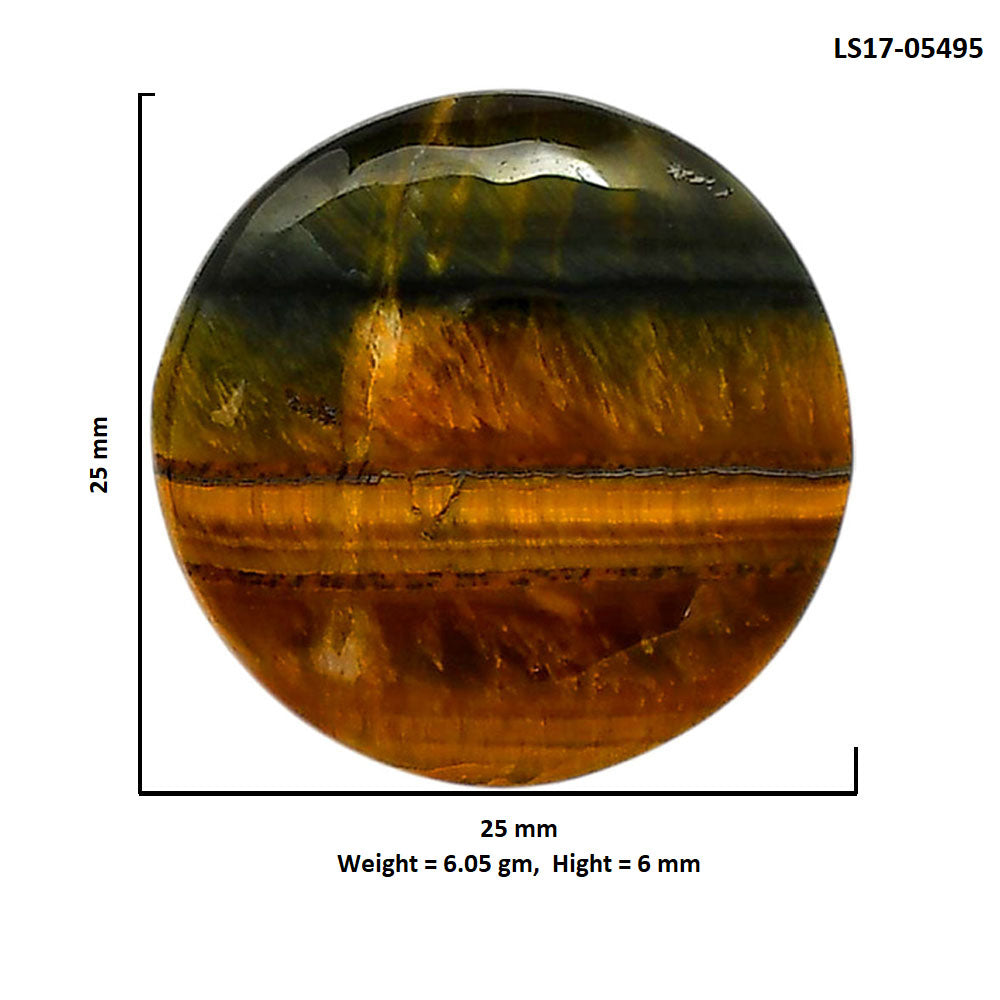 Blue Tiger Eye 25x25x6 mm Round Shape Polished Gemstone LS17-05495