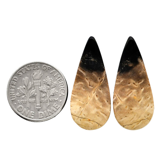 Root Plume Agate Pair 12x27.5x4.5 mm Pear Shape Polished Gemstone LS18-04594