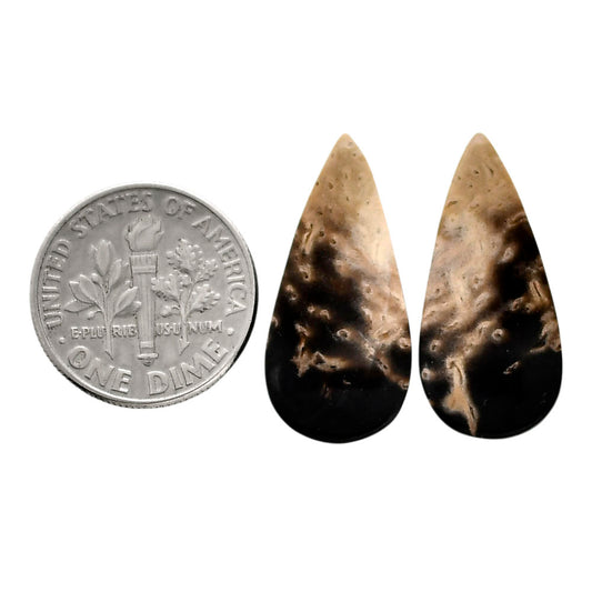 Root Plume Agate Pair 11.4x24.3x4 mm Pear Shape Polished Gemstone LS18-04598