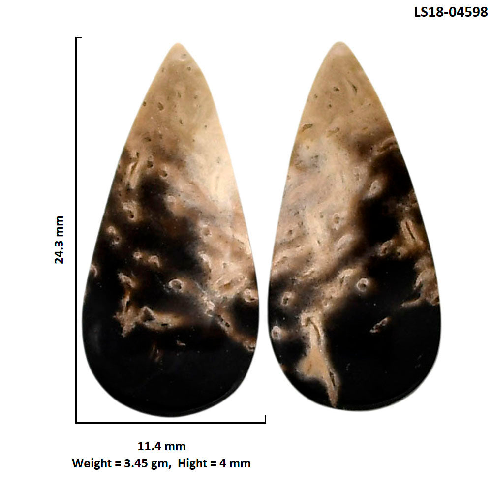 Root Plume Agate Pair 11.4x24.3x4 mm Pear Shape Polished Gemstone LS18-04598