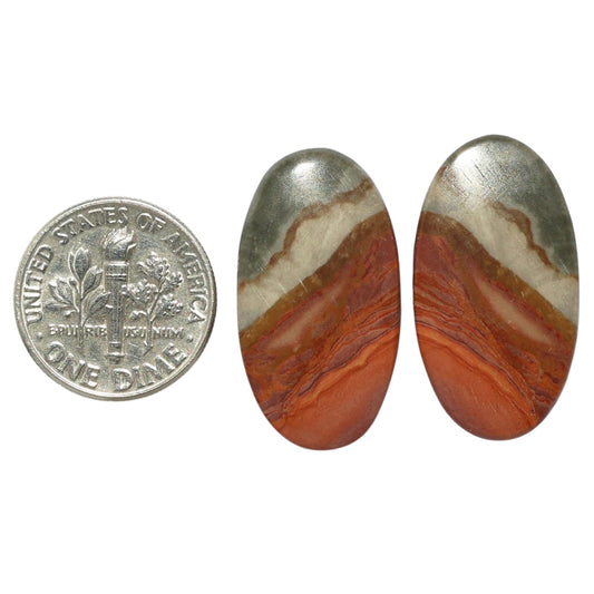 Polygram Jasper Pair 14.2x26.4x4 mm Oval Shape Polished Gemstone LS20-07462