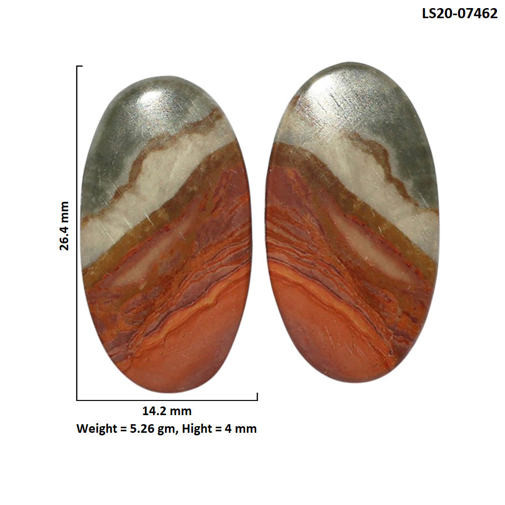 Polygram Jasper Pair 14.2x26.4x4 mm Oval Shape Polished Gemstone LS20-07462