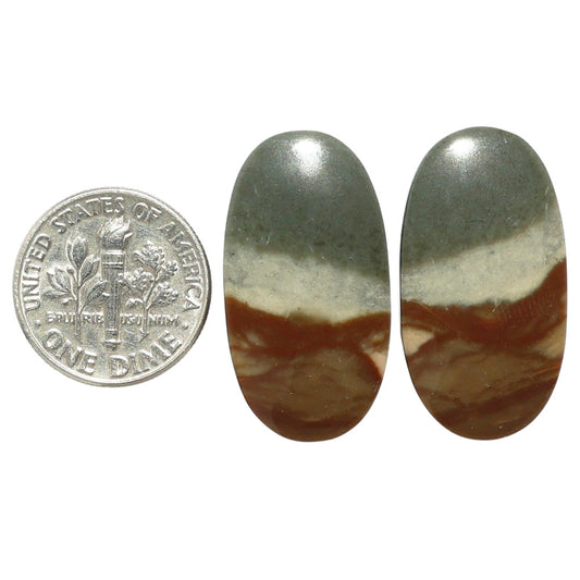 Polygram Jasper Pair 14.7x27.65x4.3 mm Oval Shape Polished Gemstone LS20-07463