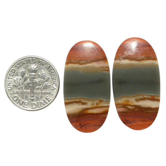 Polygram Jasper Pair 15x29.35x4 mm Oval Shape Polished Gemstone LS20-07464