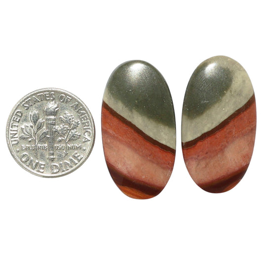 Polygram Jasper Pair 14.7x27.3x3.5 mm Oval Shape Polished Gemstone LS20-07466