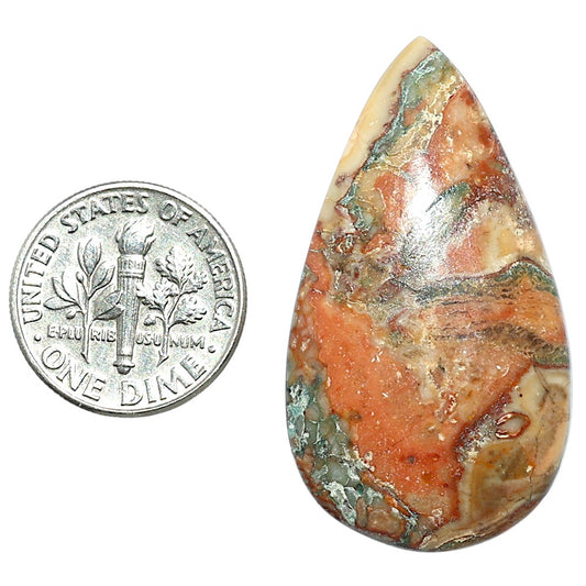 Rosetta Picture Jasper 21.7x38.8x5.5 mm Pear Shape Polished Gemstone LS24-08111