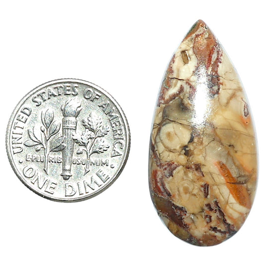 Rosetta Picture Jasper 15.8x32.6x6 mm Pear Shape Polished Gemstone LS24-08119
