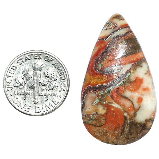 Rosetta Picture Jasper 10.3x35.45x5.3 mm Pear Shape Polished Gemstone LS24-08122