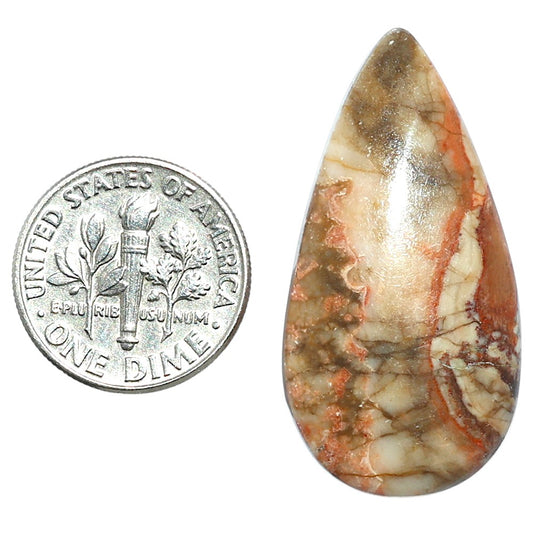 Rosetta Picture Jasper 17.9x35x5.7 mm Pear Shape Polished Gemstone LS24-08134