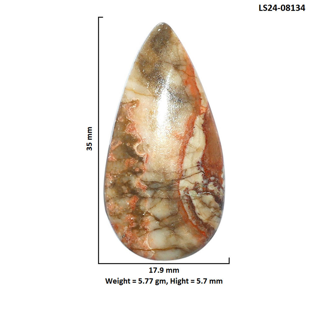 Rosetta Picture Jasper 17.9x35x5.7 mm Pear Shape Polished Gemstone LS24-08134