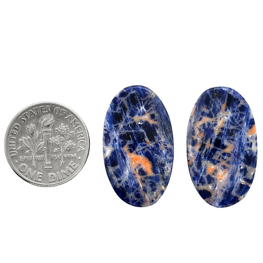 Sodalite Pair 15x25.3x4 mm Oval Shape Polished Gemstone LS26-04367