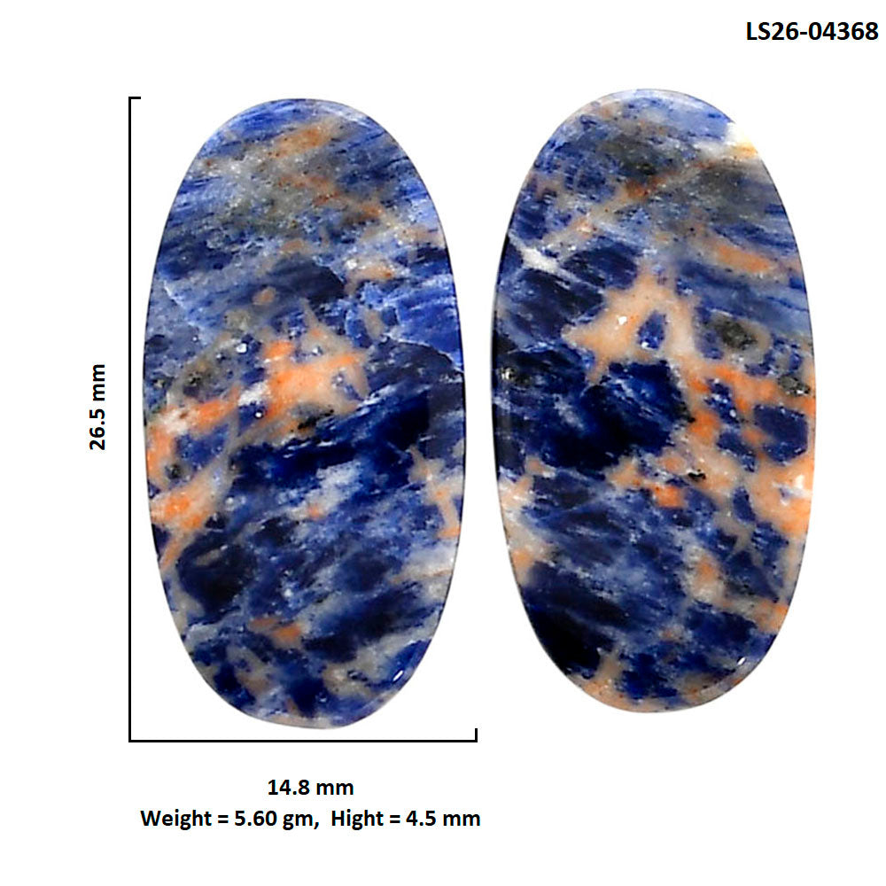 Sodalite Pair 14.8x26.5x4.5 mm Oval Shape Polished Gemstone LS26-04368