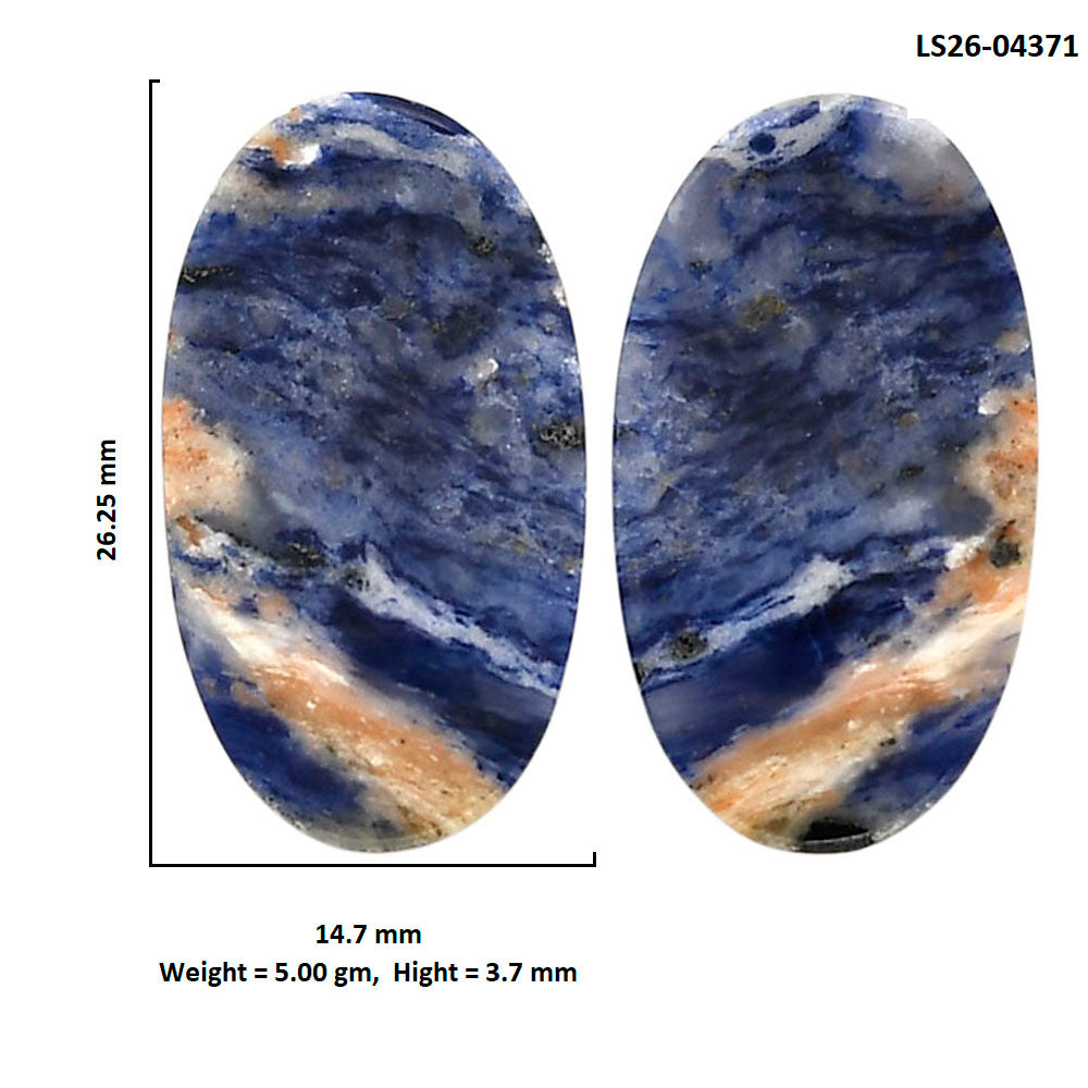 Sodalite Pair 14.7x26.25x3.7 mm Oval Shape Polished Gemstone LS26-04371