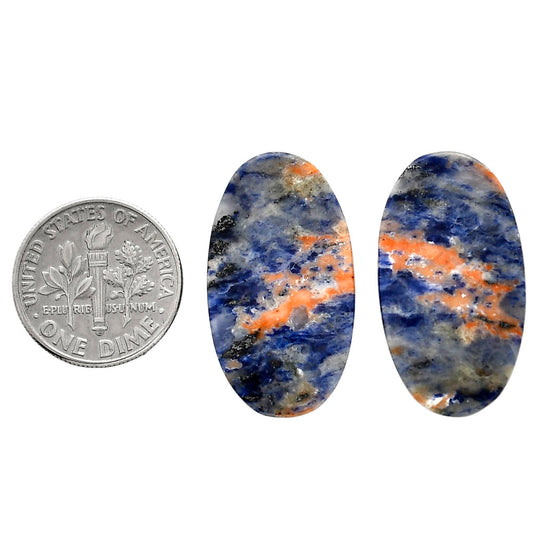 Sodalite Pair 15.5x27.75x4.3 mm Oval Shape Polished Gemstone LS26-04372