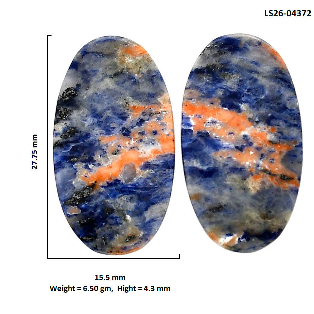Sodalite Pair 15.5x27.75x4.3 mm Oval Shape Polished Gemstone LS26-04372