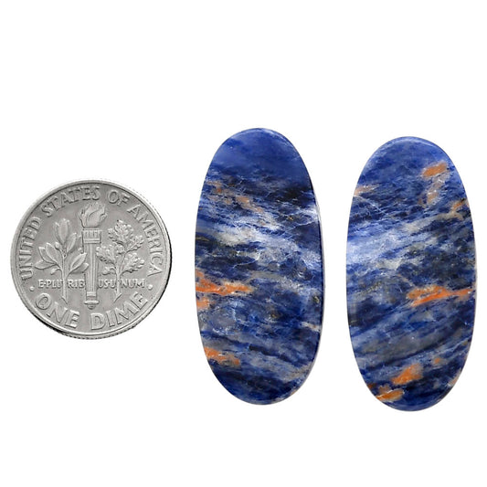Sodalite Pair 14.4x30.4x4 mm Oval Shape Polished Gemstone LS26-04376
