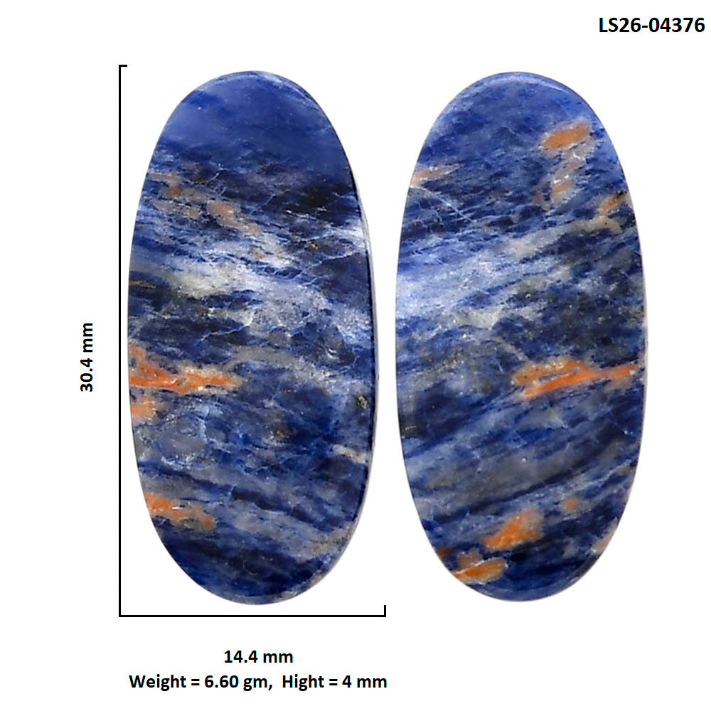 Sodalite Pair 14.4x30.4x4 mm Oval Shape Polished Gemstone LS26-04376