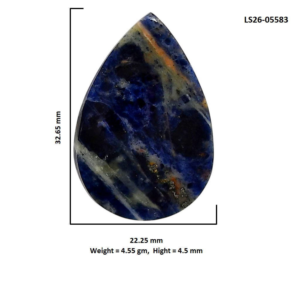 Sodalite 22.25x32.65x4.5 mm Pear Shape Polished Gemstone LS26-05583