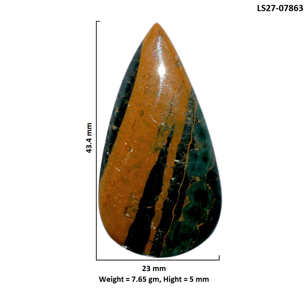 Ocean Jasper 23x43.4x5 mm Pear Shape Polished Gemstone LS27-07863