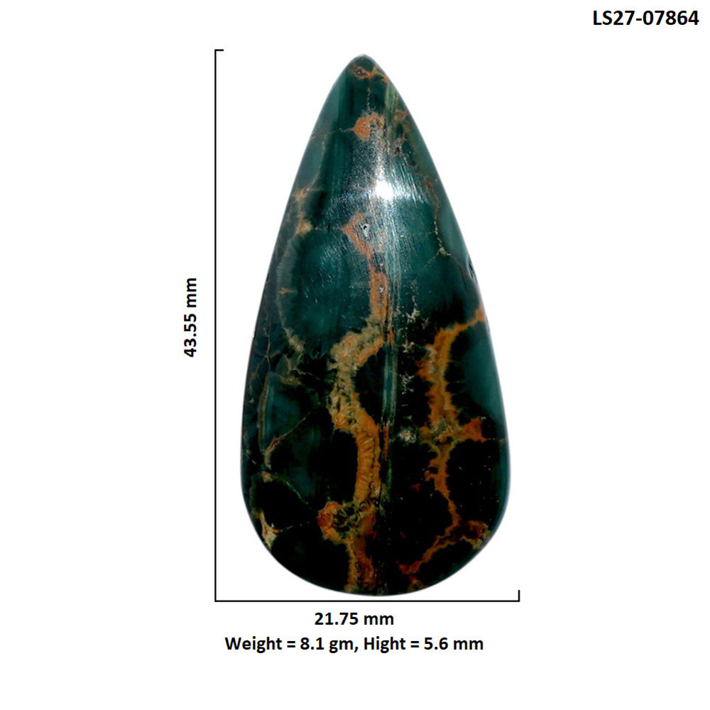 Ocean Jasper 21.75x43.55x5.6 mm Pear Shape Polished Gemstone LS27-07864