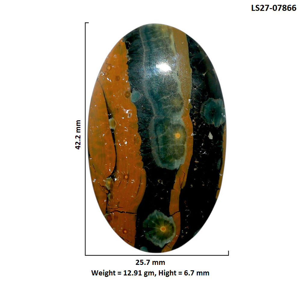 Ocean Jasper 25.7x42.2x6.7 mm Oval Shape Polished Gemstone LS27-07866