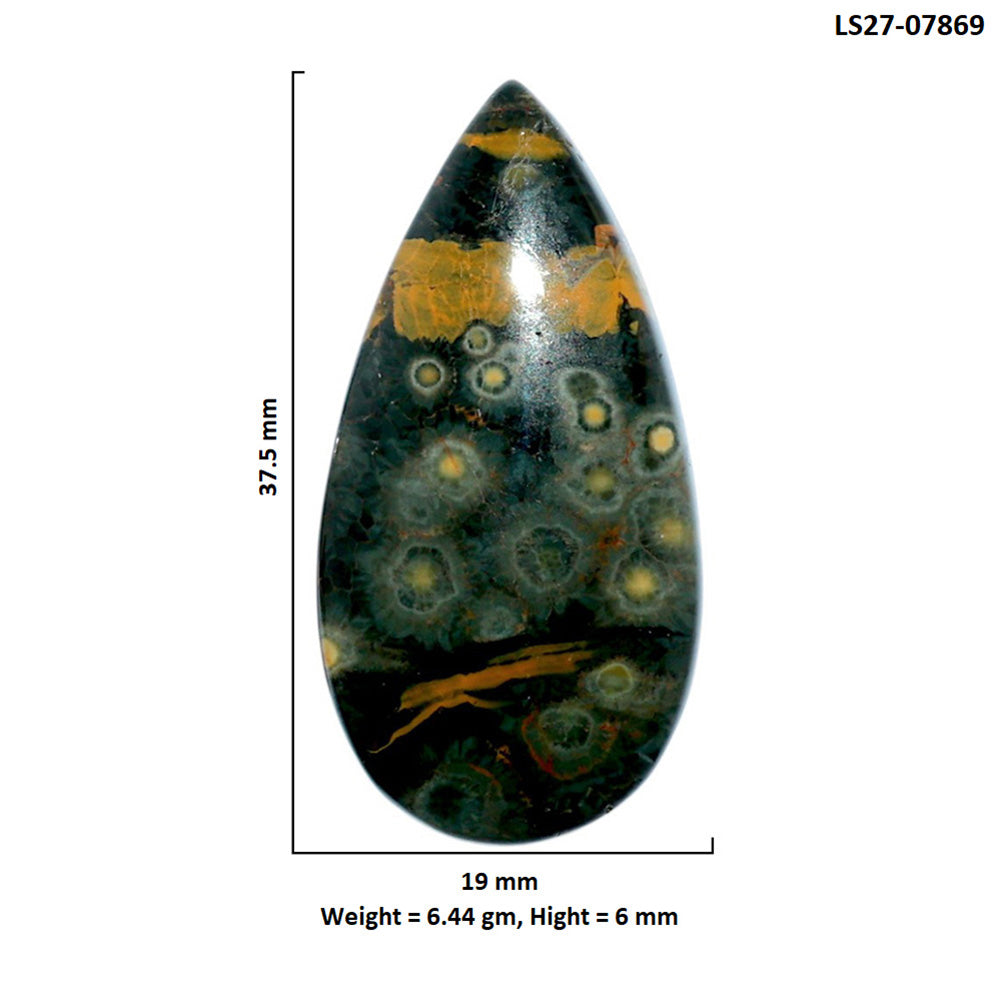Ocean Jasper 19x37.5x6 mm Pear Shape Polished Gemstone LS27-07869