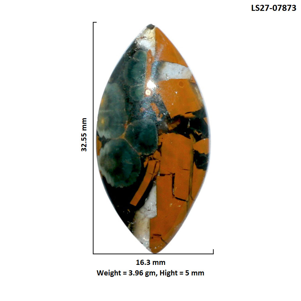 Ocean Jasper 16.3x32.55x5 mm Marquise Shape Polished Gemstone LS27-07873