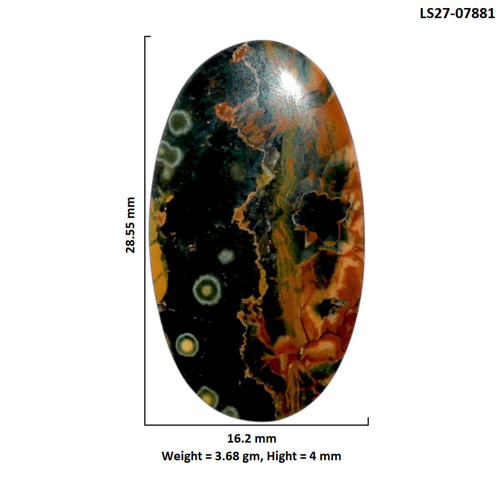 Ocean Jasper 16.2x28.55x4 mm Oval Shape Polished Gemstone LS27-07881