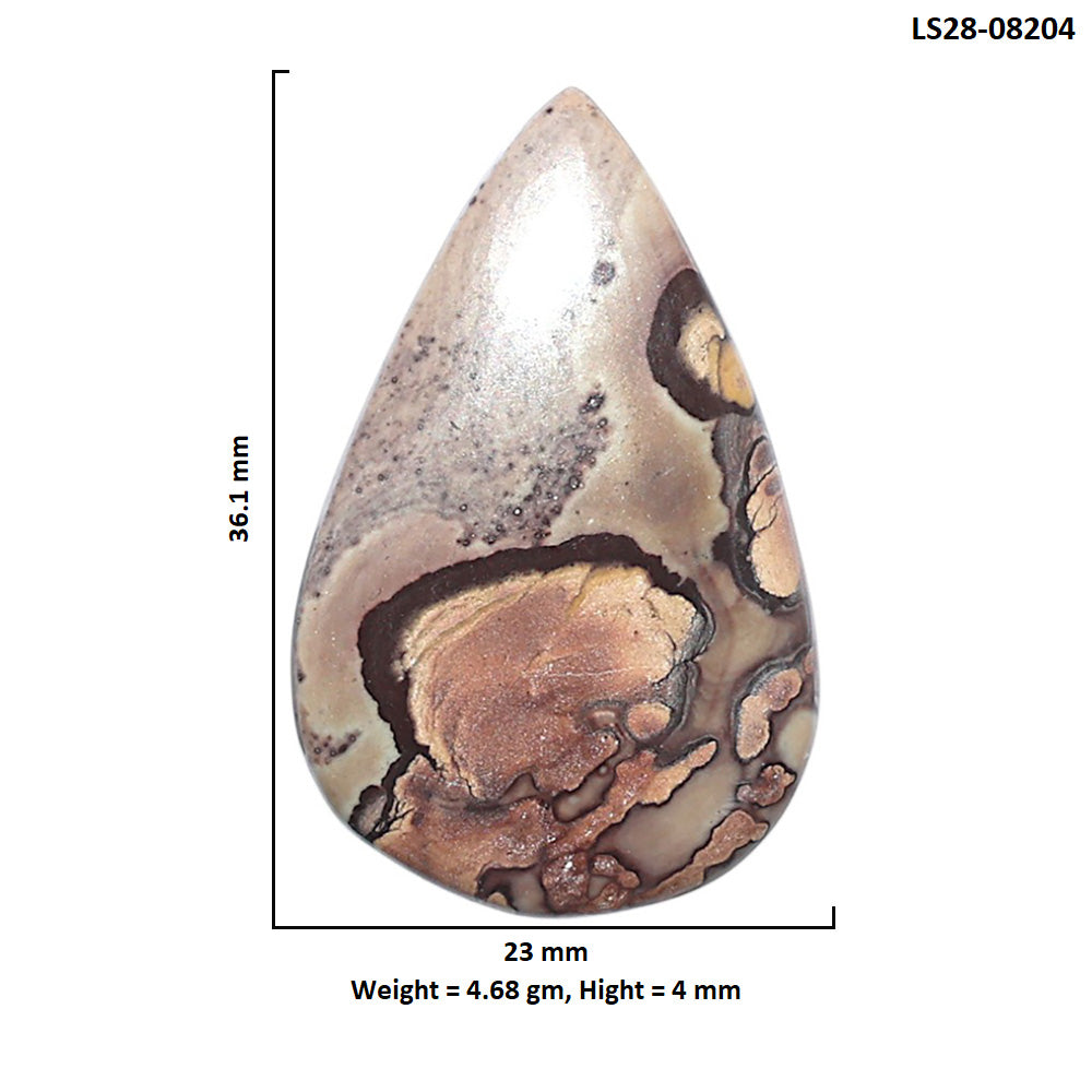 Coffee Bean Jasper 23x36.1x4 mm Pear Shape Polished Gemstone LS28-08204