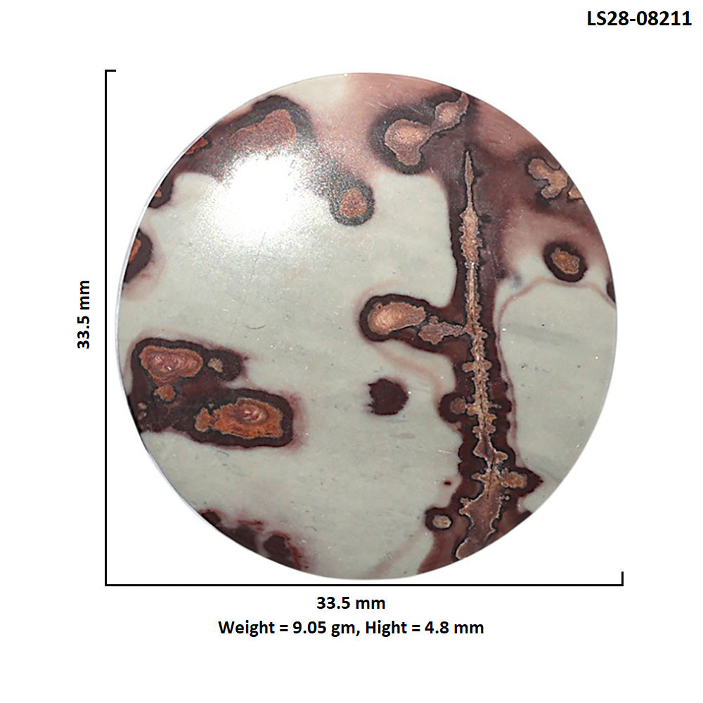 Coffee Bean Jasper 33.5x33.5x4.8 mm Round Shape Polished Gemstone LS28-08211