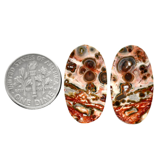 Leopard Skin Jasper Pair 13.5x24.6x4 mm Oval Shape Polished Gemstone LS30-04682