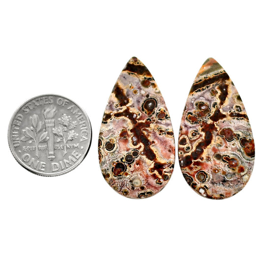 Leopard Skin Jasper Pair 16.3x30.25x5 mm Pear Shape Polished Gemstone LS30-04686