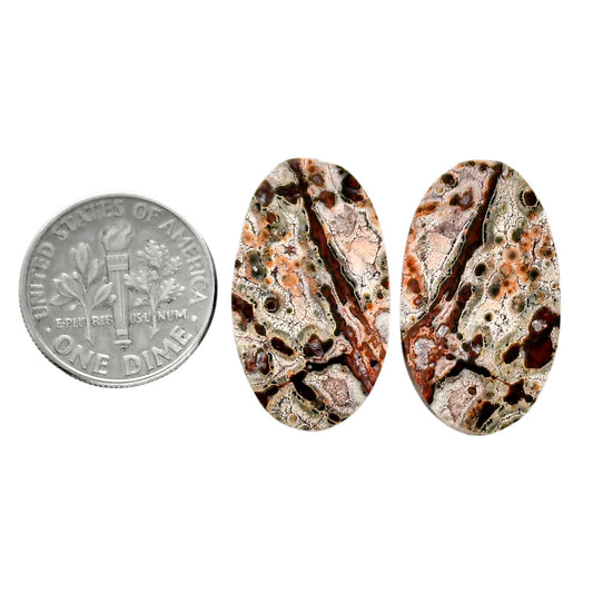 Leopard Skin Jasper Pair 14.3x24.5x4.5 mm Oval Shape Polished Gemstone LS30-04705