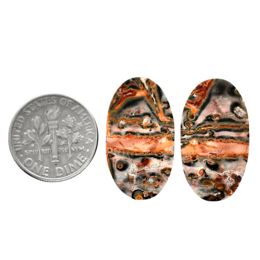 Leopard Skin Jasper Pair 13.2x24.3x4 mm Oval Shape Polished Gemstone LS30-04707