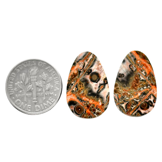 Leopard Skin Jasper Pair 13.5x20.9x3.8 mm Fancy Shape Polished Gemstone LS30-04712