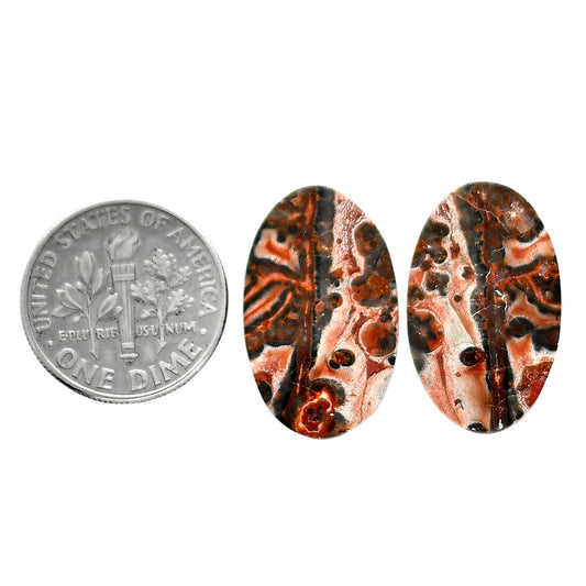Leopard Skin Jasper Pair 13.3x21.8x3.4 mm Oval Shape Polished Gemstone LS30-04717