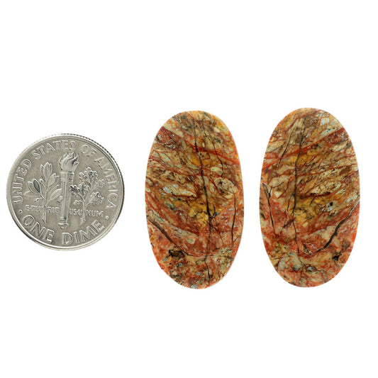 Leopard Skin Jasper Pair 15x27x4 mm Oval Shape Polished Gemstone LS30-07020