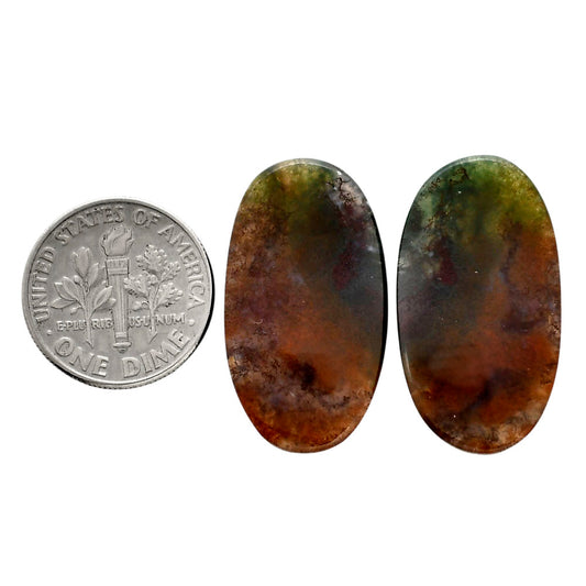 Texas Moss Agate Pair 15.2x27.5x4 mm Oval Shape Polished Gemstone LS31-04553