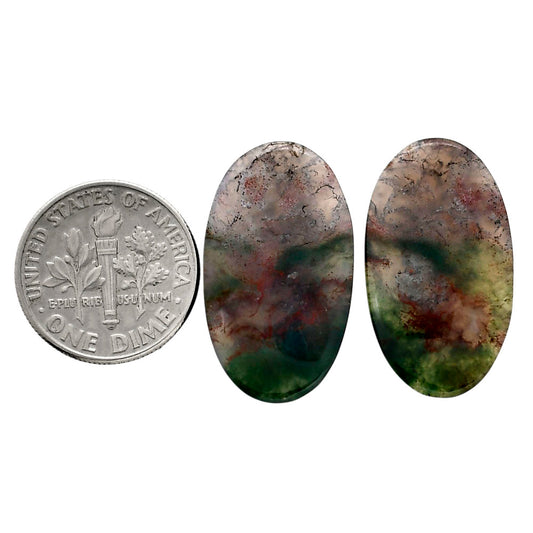 Texas Moss Agate Pair 14.5x25.2x4 mm Oval Shape Polished Gemstone LS31-04562