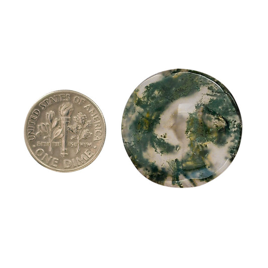 Green Moss Agate 26x26x5.5 mm Round Shape Polished Gemstone LS31-05951