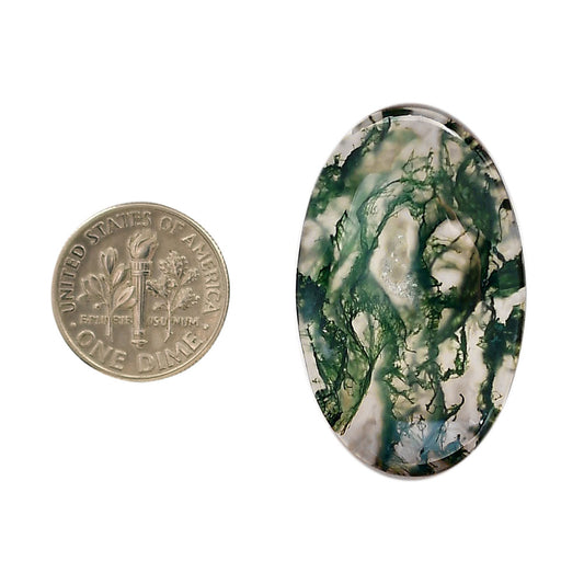 Green Moss Agate 22.1x35.35x5 mm Oval Shape Polished Gemstone LS31-05956