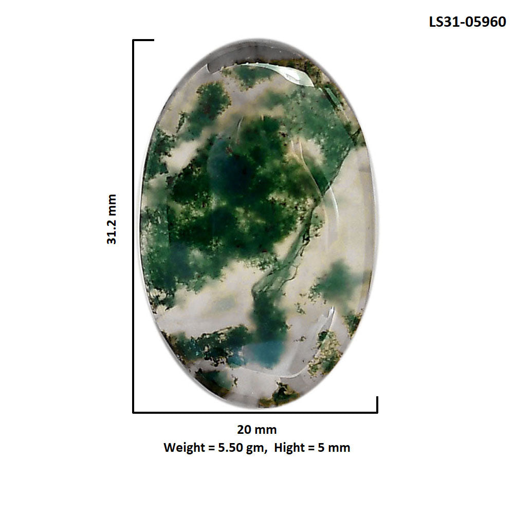 Green Moss Agate 20x31.2x5 mm Round Shape Polished Gemstone LS31-05960