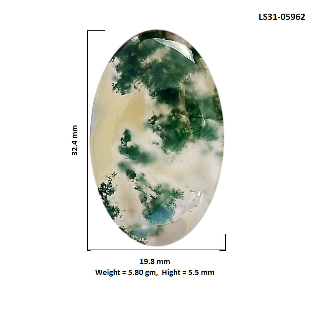 Green Moss Agate 19.8x32.4x5.5 mm Oval Shape Polished Gemstone LS31-05962