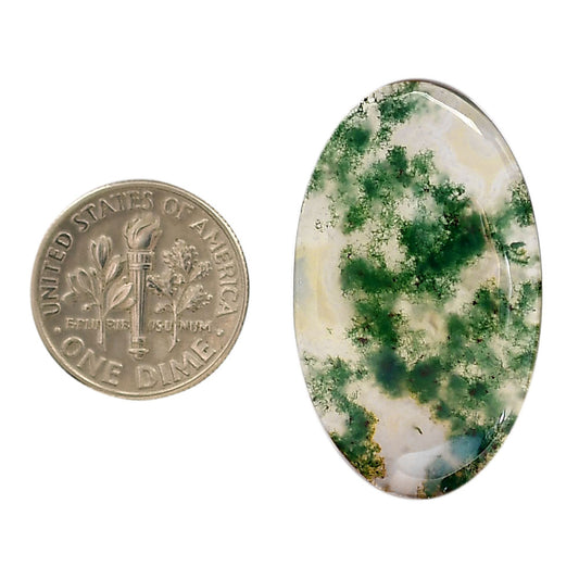 Green Moss Agate 19.3x32.5x4.4 mm Oval Shape Polished Gemstone LS31-05963