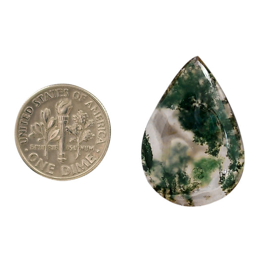 Green Moss Agate 18.7x27x5 mm Pear Shape Polished Gemstone LS31-05971