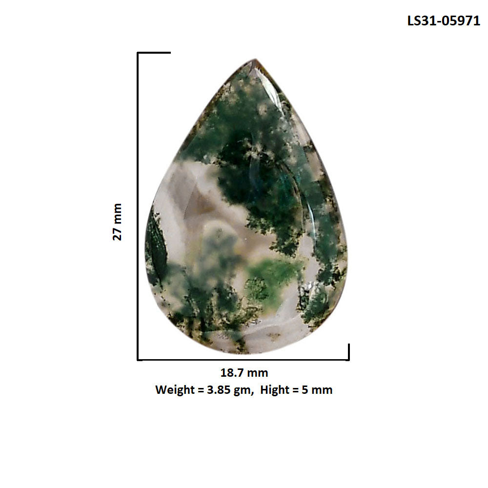 Green Moss Agate 18.7x27x5 mm Pear Shape Polished Gemstone LS31-05971