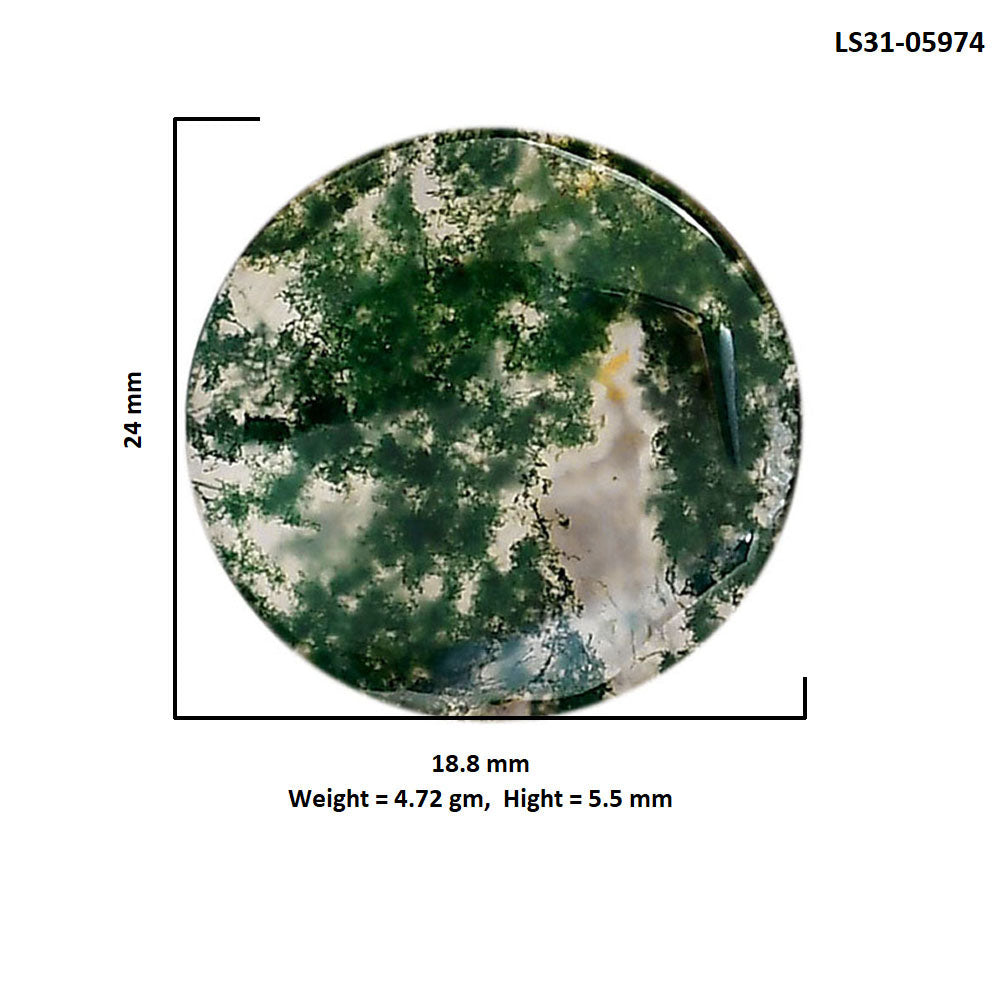 Green Moss Agate 24x24x4 mm Round Shape Polished Gemstone LS31-05974