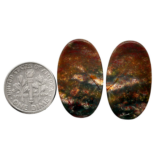 Blood Stone Pair 15.5x27x4 mm Oval Shape Polished Gemstone LS32-04533